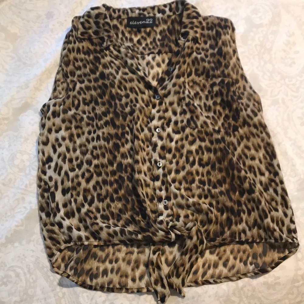 Button Up Cheetah Blouse